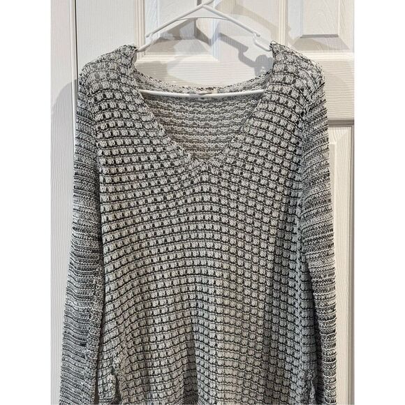 Helmut Lang Sweater Open Knit Long Sleeve Black White Grey Wide Neck Pullover L - Picture 12 of 15